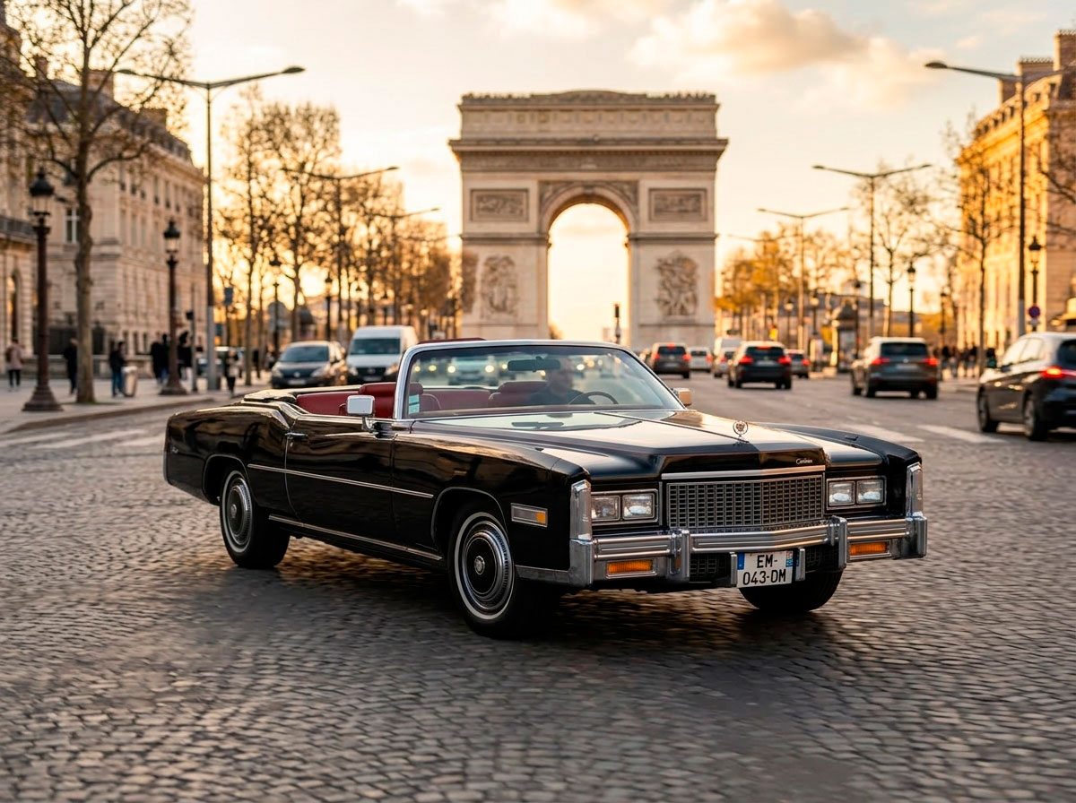 Cadillac sur les Champs-Élysées de Paris<br />
Location